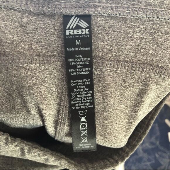 RBX Size Med Grey/Black Mesh Activewear Capri Pants - Picture 5 of 5